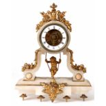 A FRENCH LATE 19th CENTURY SWINGING CHERUB MANTLE CLOCK the ormolu mounted onyx case enclosing a