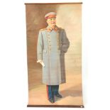 A 20TH CENTURY OIL ON CANVAS FULL-LENGTH PORTRAIT OF STALLIN in uniform 190cm high 102 wide -