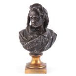 ALBERT CARRIER-BELLEUSE. A PATINATED BRONZE SCULPTURE formed as Beethoven mounted on a gilt brass