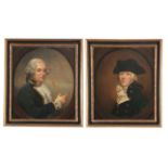 A PAIR OF 19TH CENTURY MARINE PORTRAITS depicting Naval Officers 40cm high 35cm wide - mounted in
