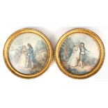 A PAIR OF GEORGE III MEZZOTINT PRINTS titled ‘Jemmy’s Farewell’ and ‘Jemmy’s return’ 30cm diameter -