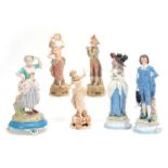 A SELECTION OF SIX LATE 19TH CENTURY CONTINENTAL PORCELAIN FIGURES comprising A large standing
