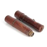 A WWI BRASS LEATHER BOUND TELESCOPE BY R & J BECK LTD, LONDON, CIRCA 1915 Inscribed 'TEL SIG (MK IV)