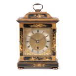 J.E. CALDWELL & CO. PHILADELPHIA. AN EARLY 20th CENTURY CHINOISERIE LACQUERED MANTEL CLOCK the