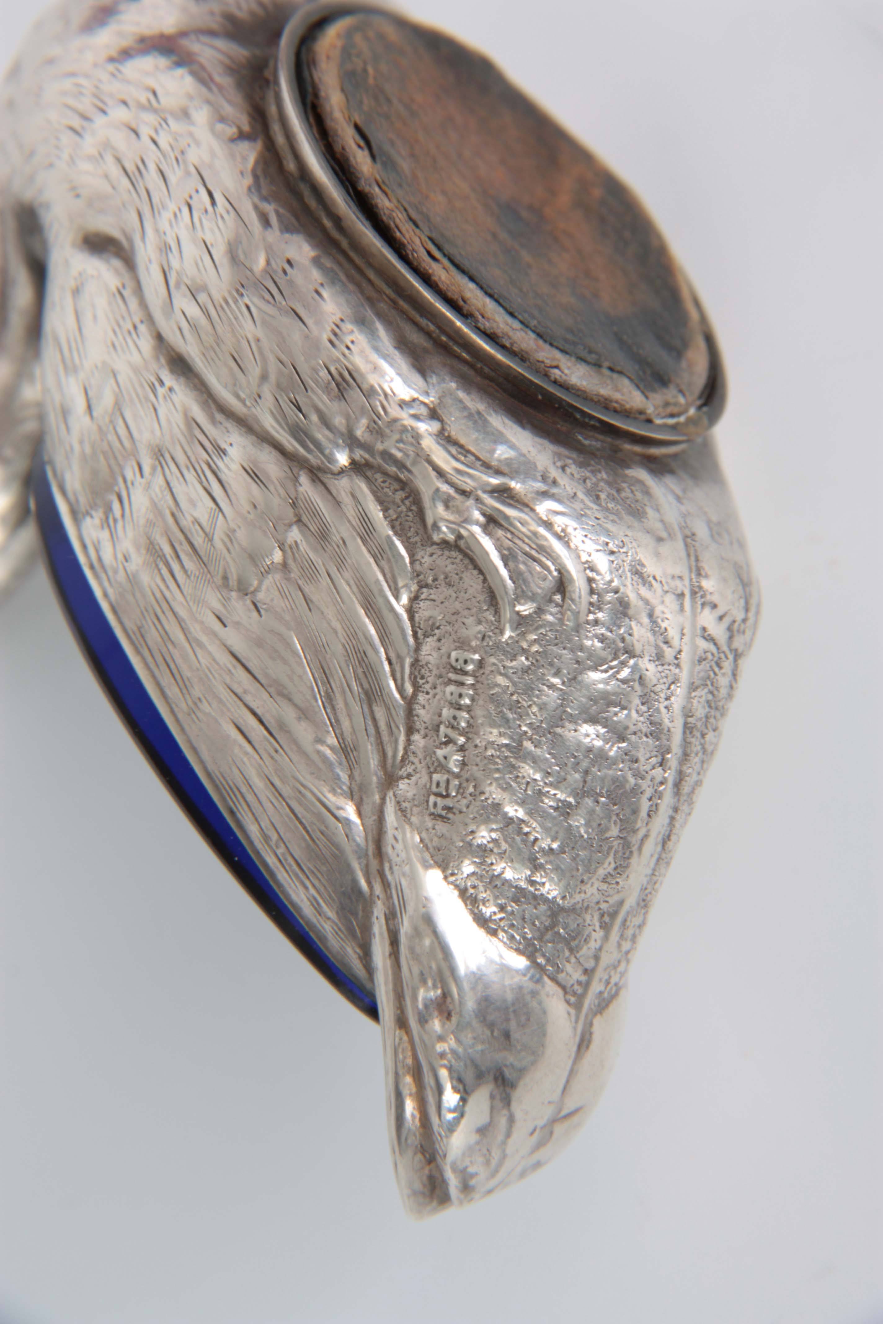 A CASED PAIR OF FIGURAL SILVER SALTS MODELLED AS DUCKS WITH SHOVEL SHAPED SALT SPOONS hallmarked for - Image 7 of 8