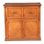 AN UNUSUAL LATE 19TH CENTURY OAK SECRETAIRE CHEST with a grooved panelled front fitted with