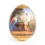 A FINE LATE 19TH / EARLY 20TH CENTURY IMPERIAL RUSSIAN PORCELAIN EGG with a classical figural