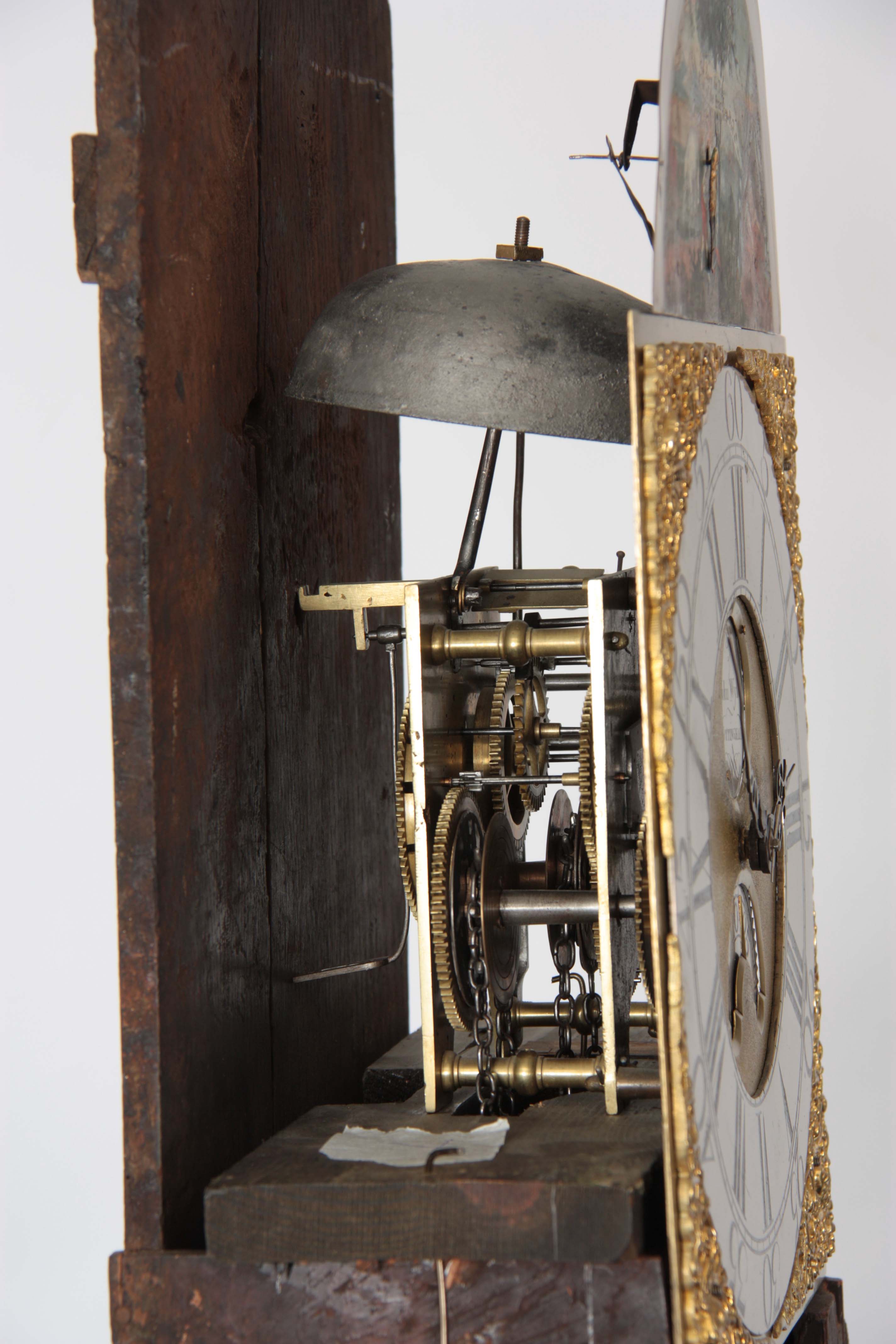 JOHN WYLDE, NOTTINGHAM. A MID 18th CENTURY AUTOMATION LONGCASE CLOCK the oak case having a break - Image 6 of 7