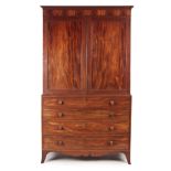 GILLOWS LANCASTER A FINE GEORGE IV FIGURED MAHOGANY SECRETAIRE PRESS CUPBOARD with cross-grain