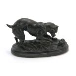 AFTER ANTOINE LOUIS BARYE. LATE 19th CENTURY PATINATED BRONZE SCULPTURE modelled as a dog and mouse,