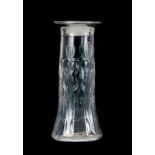 AN EARLY 20TH CENTURY SILVER MOUNTED ART NOUVEAU CUT GLASS VASE hallmarked for Birmingham 1911,