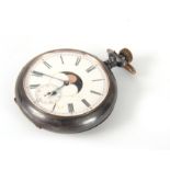 A LATE 19th CENTURY SWISS DOUBLE DIAL POCKET WATCH the gunmetal case enclosing an enamel dial with