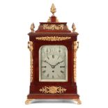 A LATE 19th CENTURY MAHOGANY EIGHT BELL QUARTER CHIMING BRACKET CLOCK the case with bell top