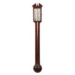 G DIXEY, 3 NEW BOND STREET, LONDON. A GEORGE III MAHOGANY DOOR STICK BAROMETER with architectural