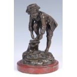 SEVRES. A LATE 19th CENTURY FRENCH PATINATED BRONZE SCULPTURE of a young boy with tricorn hat