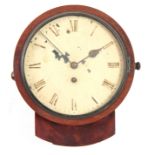 AN 19TH CENTURY 8" DIAL WALL CLOCK the mahogany drop dial case with cast brass bezel enclosing an 8"
