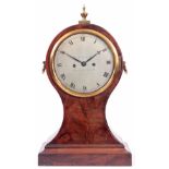 R GREEN EDINBURGH A LATE GEORGE III FIGURED MAHOGANY BALLOON SHAPED BRACKET CLOCK with gilt brass