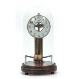 AN EARLY FRENCH BULLE ELECTRO-MAGNETIC MANTEL CLOCK the brass centre column supporting a 5.5"