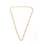 AN 18CT GOLD FIGARO CHAIN NECKLACE 54cm long, app. 27.8g