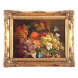 A J A FREE. A LATE 19TH CENTURY OIL ON CANVAS DEPICTING A STILL LIFE OF FRUIT AND FLOWERS signed and