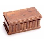 A 19TH CENTURY SOUVENIR OLIVE WOOD JEWELLERY BOX formed as a volume of books with secret base