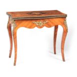A LATE 19th CENTURY FRENCH ORMOLU MOUNTED BURR WALNUT, KINGWOOD AND MARQUETRY CARD TABLE the