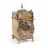 A LATE 19th CENTURY DOUBLE FUSEE LANTERN CLOCK the case surmounted by a large bell above a 7"