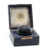 A LATE 19th CENTURY 'TWO WORLDS LTD.' CRYSTAL BALL IN FITTED CASE ball diameter 5cm in velvet-