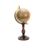 A LATE 19TH CENTURY FRENCH 6" GLOBE ON STAND BY G.THOMAS, PARIS standing on a ring turned ebonised