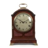 HEITSZMAN, CAMBRIDGE. AN EARLY 19th CENTURY FIGURED MAHOGANY VERGE BRACKET CLOCK the archtop case