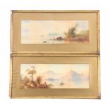 EDWIN EARP - A PAIR OF 19TH CENTURY WATERCOLOURS Lake and landscape scenes with boats and figures