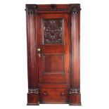AN IMPRESSIVE 18TH CENTURY ARCHITECTURAL OAK HALL CUPBOARD with fluted corinthian side columns,