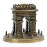 A 19TH CENTURY CAST BRONZE SCULPTURE OF THE ARC DE TRIOMPHE the top with hinged lidded
