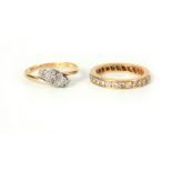 A LADIES 14CT GOLD AND DIAMOND SET ETERNITY RING app.3.3g; together with AN 18CT GOLD DIAMOND SET