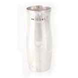 A CONTEMPORARY SILVER WAISTED CYLINDRICAL VASE with inverted shoulder 13.5cm high, app. 7.3oz - J