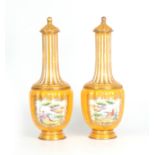 A PAIR OF LATE 19TH CENTURY CONTINENTAL CHELSEA STYLE ORMOLU MOUNTED VASES AND COVERS possibly