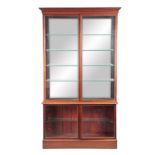 A 19TH CENTURY MAHOGANY SHOP KEEPERS DISPLAY CABINET with hinged glazed doors enclosing a fitted