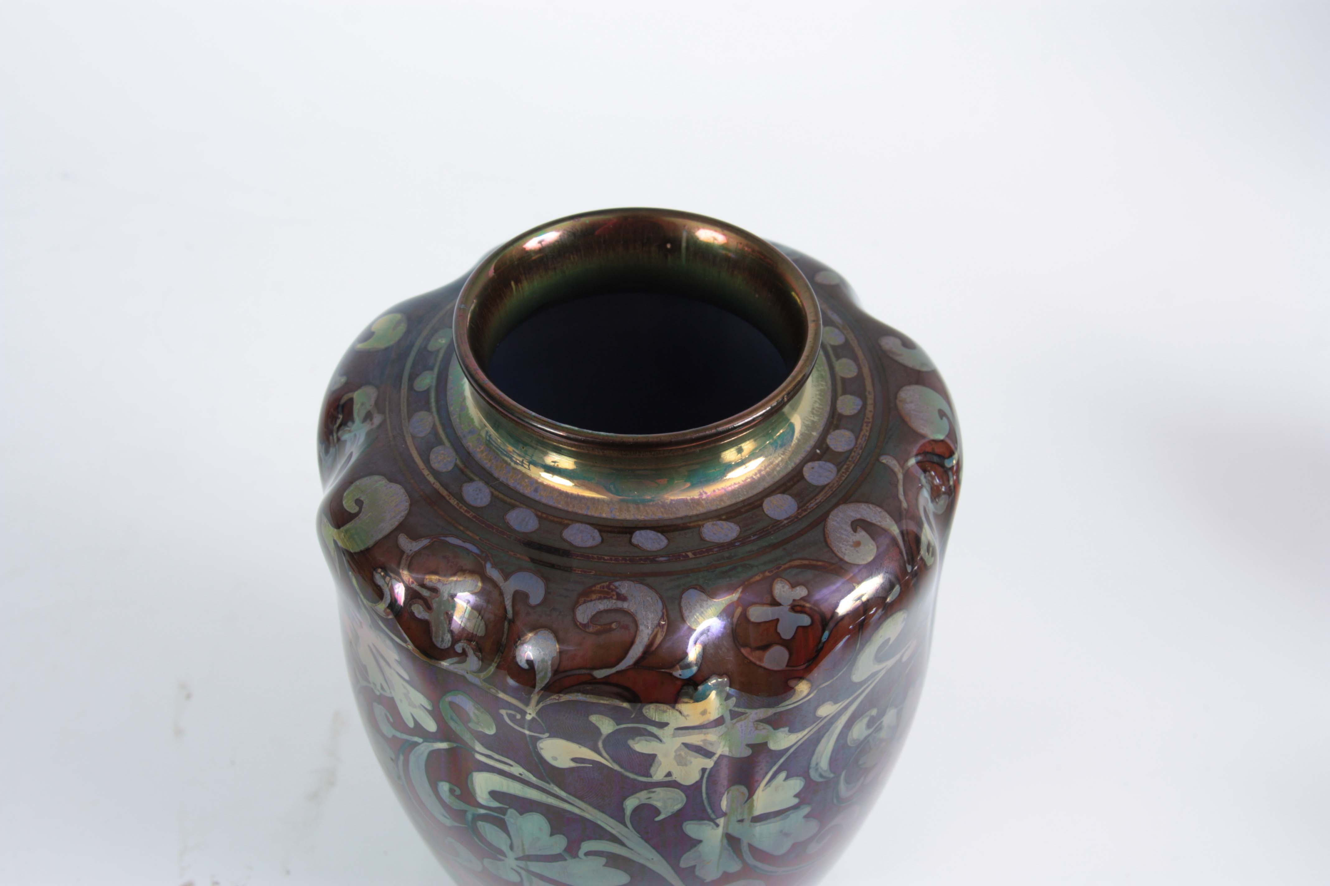 AN EARLY 20TH CENTURY ROYAL LANCASTRIAN LUSTRE VASE BY GORDON FORSYTH of ovoid form with lobed - Image 4 of 4