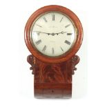 JOHN HARRISON, LIVERPOOL. A MID 19th CENTURY FIGURED MAHOGANY DROP DIAL WALL CLOCK the case having a