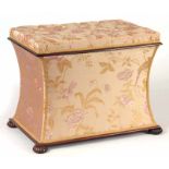 A WILLIAM IV MAHOGANY UPHOLSTERED OTTOMAN having shaped concave sides and button upholstered