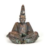 AN ORIENTAL BRONZE SEATED BUDDHA OF LARGE SIZE 57cm high.