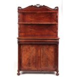 A WILLIAM IV FLAMED MAHOGANY CHIFFONEER with a raised superstructure above a convex moulded top