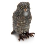 A LATE 19TH CENTURY AUSTRIAN COLD PAINTED BRONZE SCULPTURE OF AN OWL stamped Austria underneath