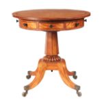 AN UNUSUAL ROSEWOOD CROSS-BANDED FIGURED SATINWOOD DRUM TABLE IN THE MANER OF GILLOWS having an