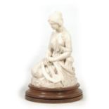 METELLO MOTELLI ACTIVE 1851-1894 - A 19TH CENTURY MARBLE SCULPTURE depicting a seated semi-nude