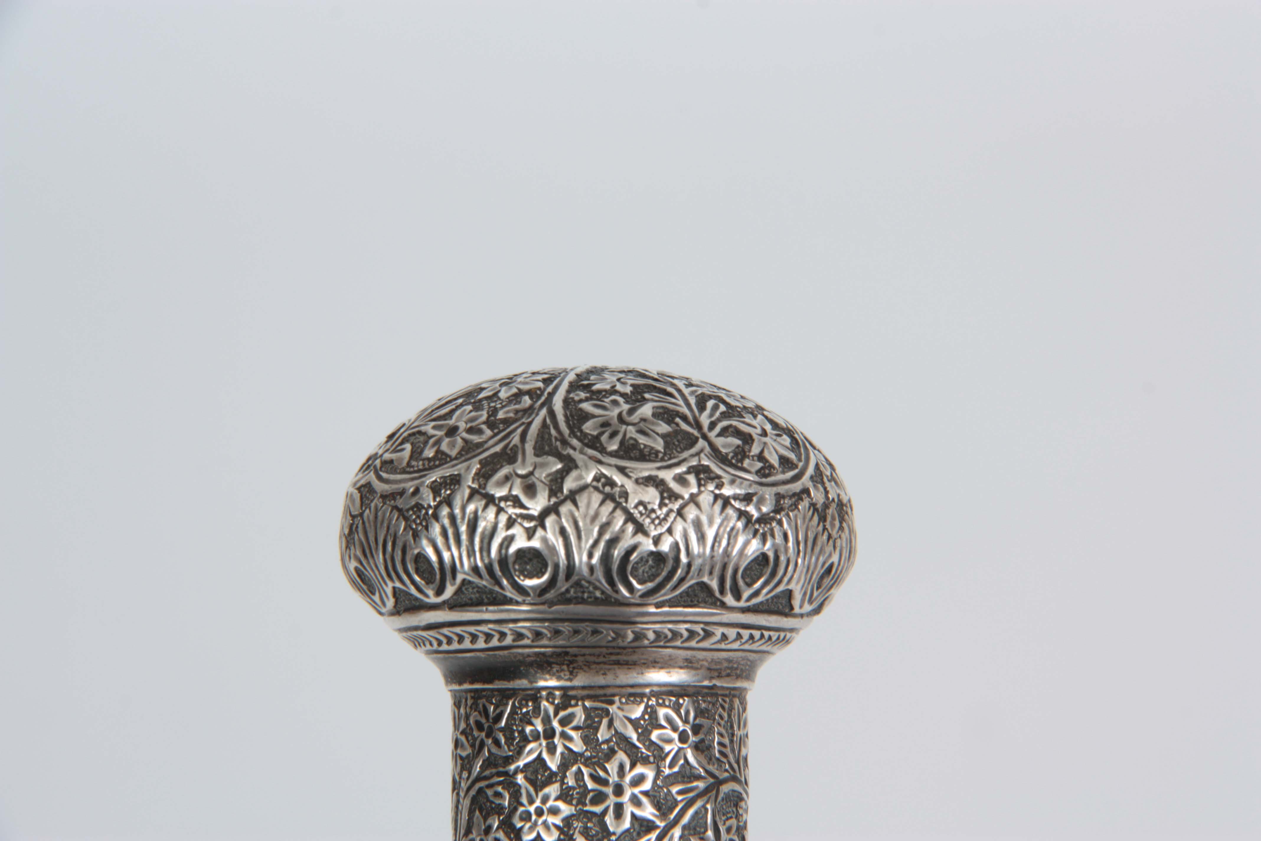 A 19TH CENTURY MALACCA AND WHITE METAL SWORD STICK with tapering cane shaft and floral repousse work - Image 3 of 6