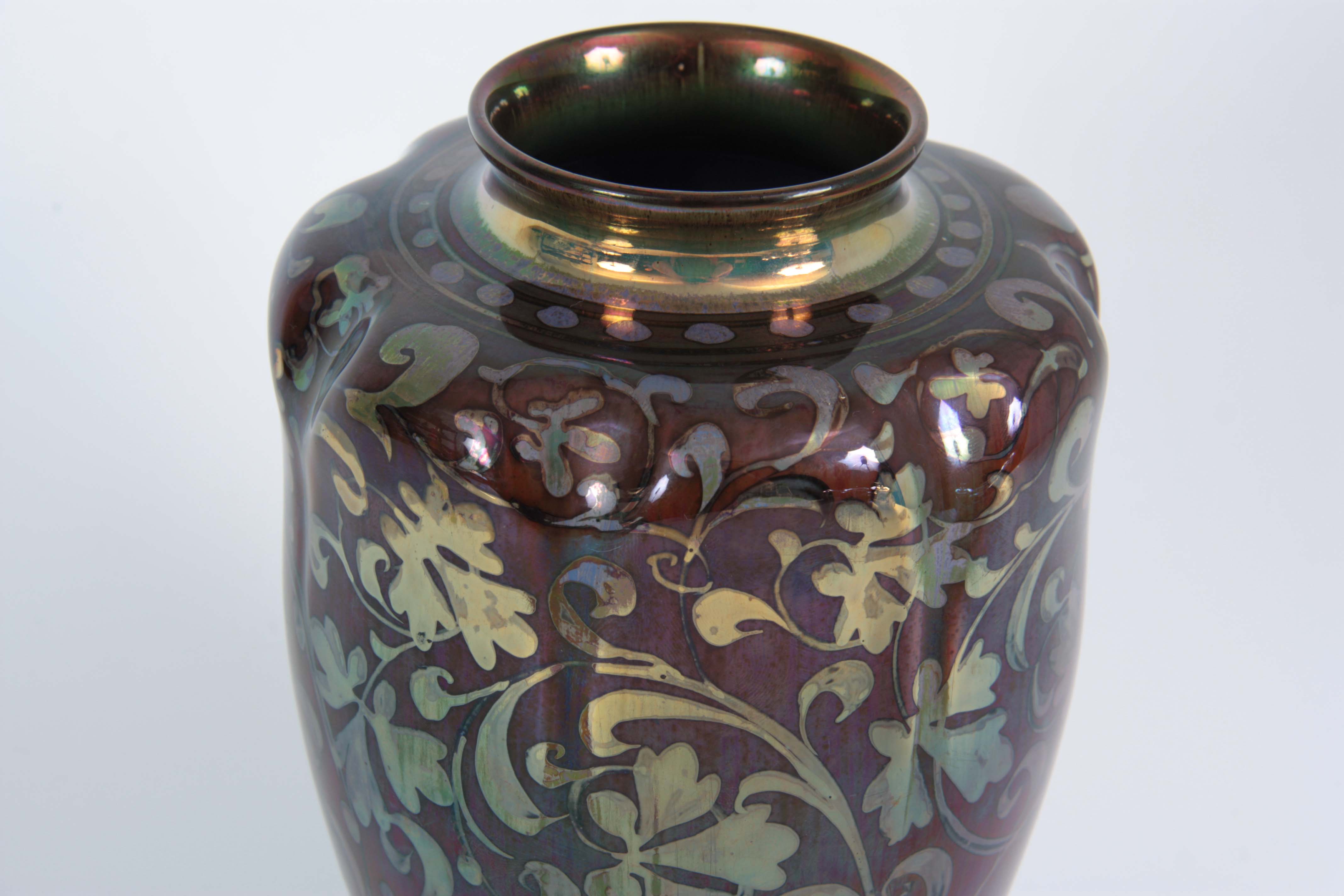 AN EARLY 20TH CENTURY ROYAL LANCASTRIAN LUSTRE VASE BY GORDON FORSYTH of ovoid form with lobed - Image 2 of 4