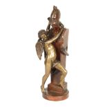 FELIX SANZELA. A TWO TONE PATINATED BRONZE SCULPTURE modelled as Cupid blindfolding Minerva, 45cm