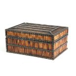 A 19TH CENTURY ANGLO-INDIAN PORCUPINE QUILS BOX with panelled chamfered top having ebony and bone