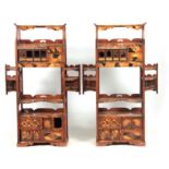A PAIR OF JAPANESE MEIJI PERIOD SIDE WAHATNOTS / COLLECTORS CABINETS with geometrically inlaid
